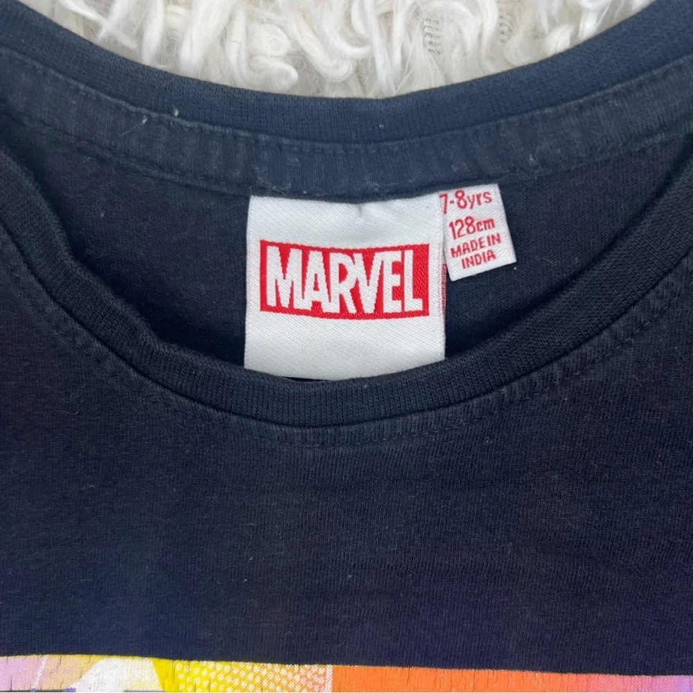 Marvel Boys Black T-Shirt with Vibrant Logo, Size 7-8 Yrs - Picture 2 of 4